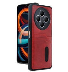 Xiaomi Redmi 14C Kılıf Sara Kartvizitli Deri Kılıf - Kırmızı