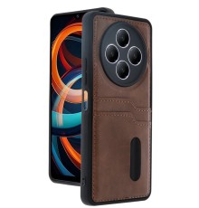 Xiaomi Redmi 14C Kılıf Sara Kartvizitli Deri Kılıf - Taba