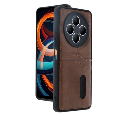 Xiaomi Redmi 14C Kılıf Sara Kartvizitli Deri Kılıf - Taba