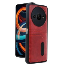 Xiaomi Redmi A3 4G Kılıf Sara Kartvizitli Deri Kılıf - Kırmızı