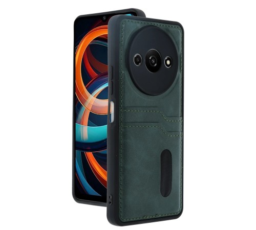 Xiaomi Redmi A3 4G Kılıf Sara Kartvizitli Deri Kılıf - Koyu Yeşil Xiaomi Redmi A3 4G Kılıf Sara Kartvizitli Deri Kılıf - Koyu Yeşil