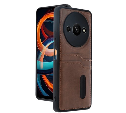 Xiaomi Redmi A3 4G Kılıf Sara Kartvizitli Deri Kılıf - Taba