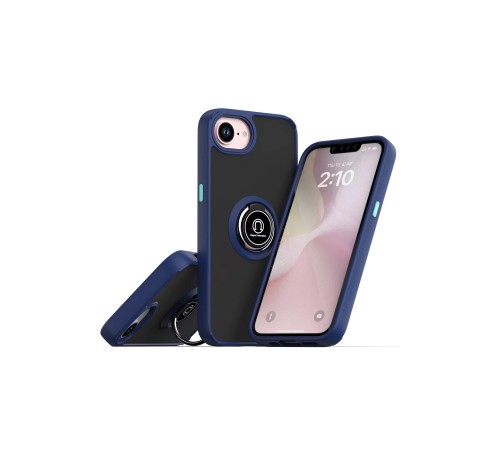 iPhone 16E Kılıf Montreal Yüzüklü Silikon Kapak - Lacivert