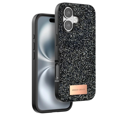 iPhone 16 Plus Bright Simli Kapak - Siyah iPhone 16 Plus Bright Simli Kapak - Siyah