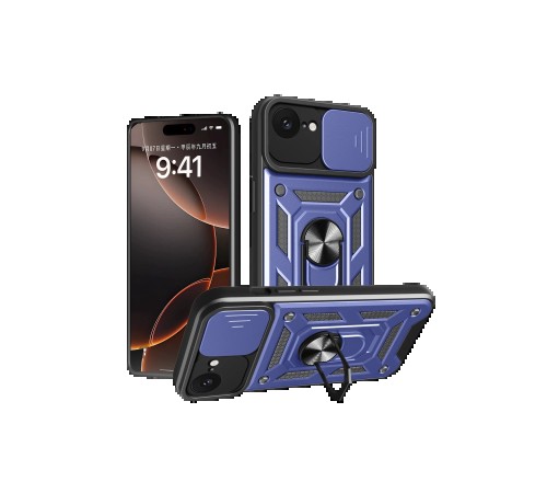 iPhone 16E Kılıf Pars Lens Yüzüklü Silikon - Lacivert