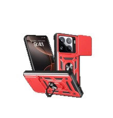 Xiaomi Mi 15 Pro Kılıf Pars Lens Yüzüklü Silikon - Kırmızı