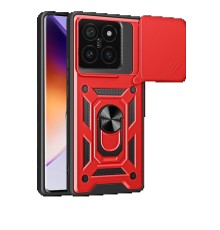 Xiaomi Mi 14T Pro Kılıf Pars Lens Yüzüklü Silikon - Kırmızı