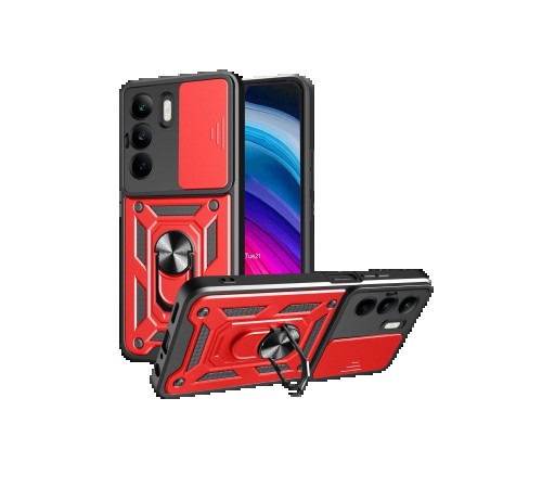 Realme C75 4G Kılıf Pars Lens Yüzüklü Silikon - Kırmızı Realme C75 4G Kılıf Pars Lens Yüzüklü Silikon - Kırmızı