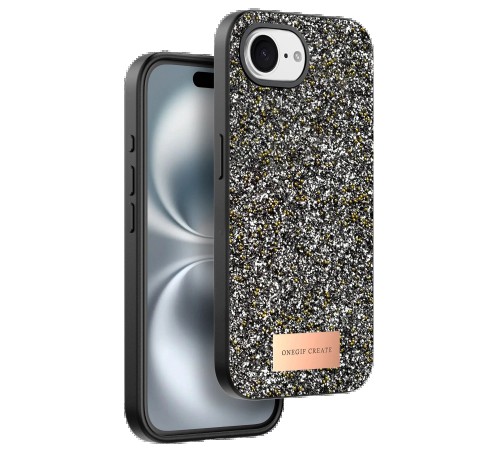 Apple iPhone 16E Bright Simli Kapak - Gümüş Apple iPhone 16E Bright Simli Kapak - Gümüş