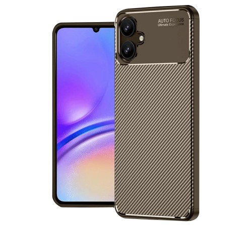 Samsung Galaxy A06 Kılıf Auto Focus Karbon Kapak - Kahverengi Samsung Galaxy A06 Kılıf Auto Focus Karbon Kapak - Kahverengi