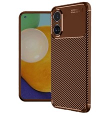 Realme 12 Lite Kılıf Auto Focus Karbon Kapak - Kahverengi