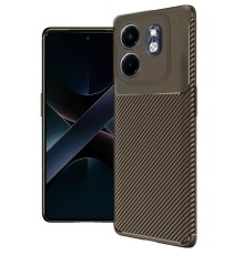 İnfinix Smart 9 Kılıf Auto Focus Karbon Kapak - Kahverengi
