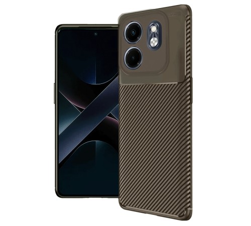 İnfinix Smart 9 Kılıf Auto Focus Karbon Kapak - Kahverengi İnfinix Smart 9 Kılıf Auto Focus Karbon Kapak - Kahverengi