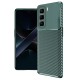 İnfinix Hot 50 4G Kılıf Auto Focus Karbon Kapak - Koyu Yeşil