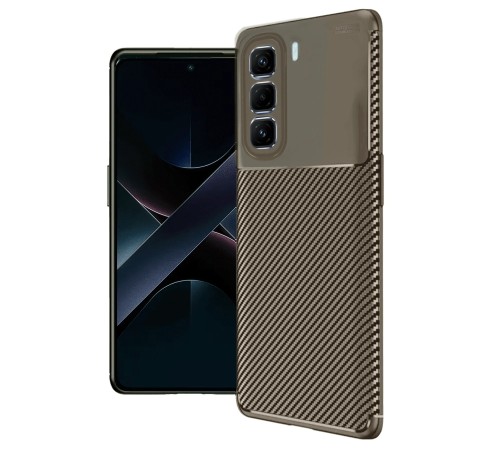 İnfinix Hot 50 4G Kılıf Auto Focus Karbon Kapak - Kahverengi İnfinix Hot 50 4G Kılıf Auto Focus Karbon Kapak - Kahverengi
