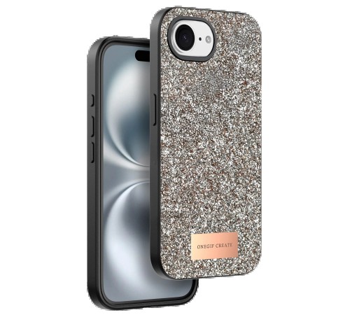 Apple iPhone 16E Bright Simli Kapak - Çöl Titanyum Apple iPhone 16E Bright Simli Kapak - Çöl Titanyum