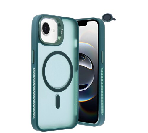 iPhone 16E Flet Lens Magsafe Kapak - Koyu Yeşil iPhone 16E Flet Lens Magsafe Kapak - Koyu Yeşil