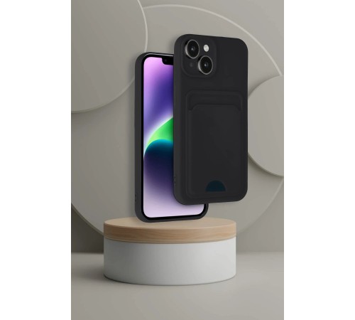 iPhone 14 Kılıf Kelvin Kartvizitli Silikon - Kahverengi