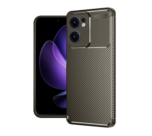 Oppo Reno 13F Kılıf Auto Focus Karbon Kapak - Kahverengi Oppo Reno 13F Kılıf Auto Focus Karbon Kapak - Kahverengi