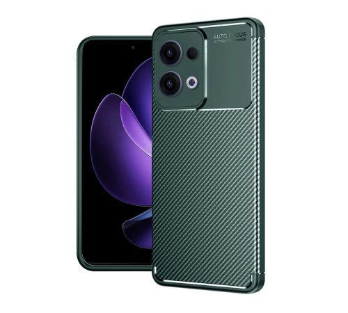 Oppo Reno 13 Pro Kılıf Auto Focus Karbon Kapak - Koyu Yeşil