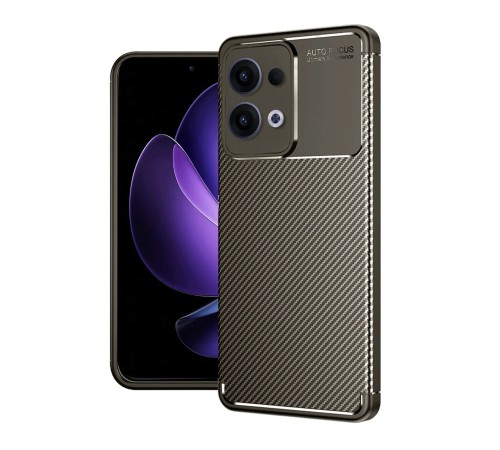 Oppo Reno 13 Pro Kılıf Auto Focus Karbon Kapak - Kahverengi Oppo Reno 13 Pro Kılıf Auto Focus Karbon Kapak - Kahverengi