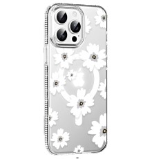 Apple iPhone 14 Pro Max Floral Magsafe Kapak - Beyaz