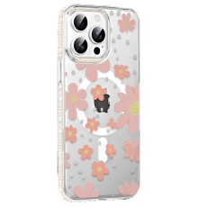 Apple iPhone 14 Pro Max Floral Magsafe Kapak - Pembe