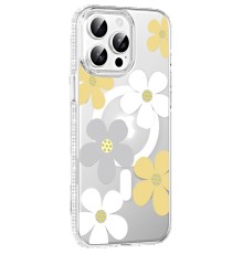 Apple iPhone 14 Pro Max Floral Magsafe Kapak - Sarı