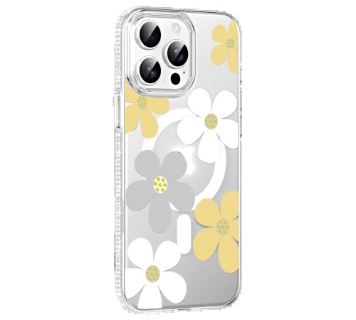 Apple iPhone 14 Pro Max Floral Magsafe Kapak - Sarı
