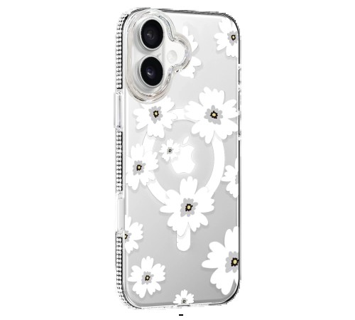Apple iPhone 16 Floral Magsafe Kapak - Beyaz Apple iPhone 16 Floral Magsafe Kapak - Beyaz