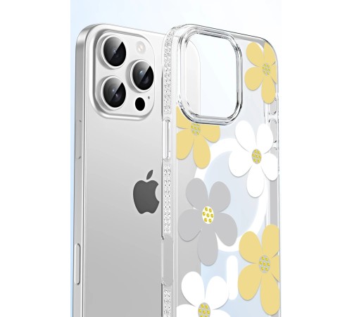 Apple iPhone 16 Floral Magsafe Kapak - Beyaz Apple iPhone 16 Floral Magsafe Kapak - Beyaz