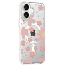Apple iPhone 16 Floral Magsafe Kapak - Pembe