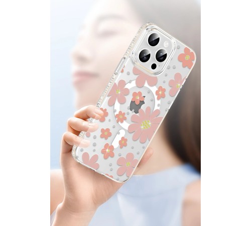 Apple iPhone 16 Pro Floral Magsafe Kapak - Beyaz Apple iPhone 16 Pro Floral Magsafe Kapak - Beyaz