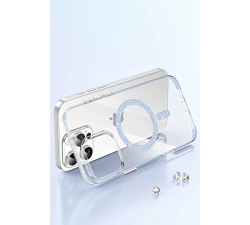 Apple iPhone 14 Move Taşlı Magsafe Kapak - Gümüş Apple iPhone 14 Move Taşlı Magsafe Kapak - Gümüş