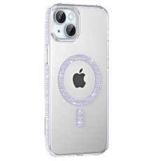 Apple iPhone 14 Move Taşlı Magsafe Kapak - Lila