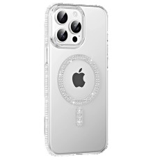 Apple iPhone 14 Pro Max Move Taşlı Magsafe Kapak - Gümüş