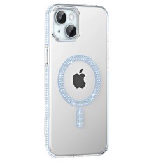 Apple iPhone 15 Move Taşlı Magsafe Kapak - Mavi