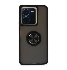 Vivo Y36 Kılıf Montreal Yüzüklü Silikon Kapak - Siyah
