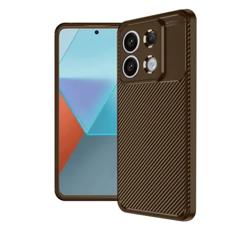 Xiaomi Redmi Note 13 Pro 4G Kılıf Auto Focus Karbon Kapak - Kahverengi Xiaomi Redmi Note 13 Pro 4G Kılıf Auto Focus Karbon Kapak - Kahverengi