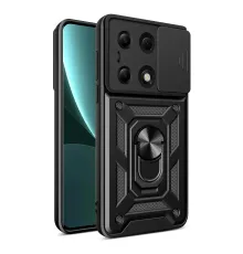 Xiaomi Poco M6 Pro 4G Kılıf Pars Lens Yüzüklü Silikon - Siyah