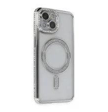 iPhone 14 Kılıf Joke Simli Magneticsafe Kılıf - Gümüş