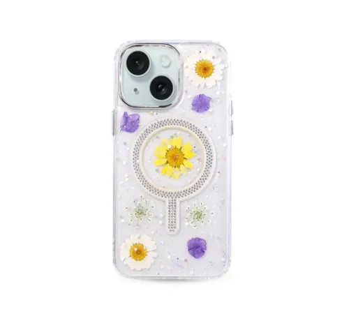 iPhone 14 Flower Magsafe Kapak - Sarı iPhone 14 Flower Magsafe Kapak - Sarı