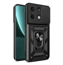Xiaomi Redmi Note 13 5G Kılıf Pars Lens Yüzüklü Silikon - Siyah