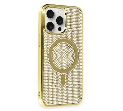 iPhone 14 Pro Max Kılıf Diamond Magsafe Kapak - Gold iPhone 14 Pro Max Kılıf Diamond Magsafe Kapak - Gold