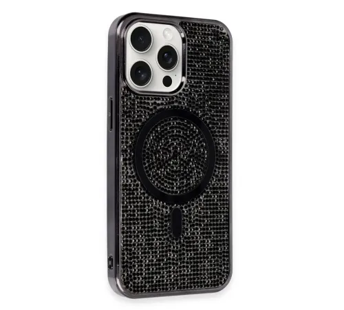iPhone 15 Pro Max Kılıf Diamond Magsafe Kapak - Siyah iPhone 15 Pro Max Kılıf Diamond Magsafe Kapak - Siyah