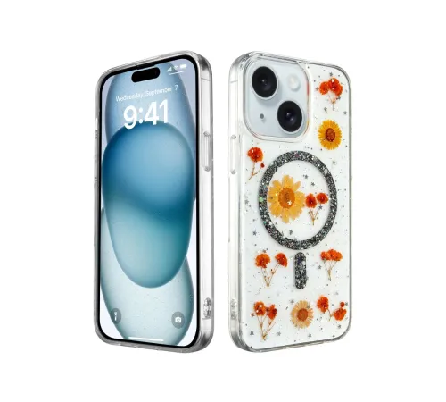 iPhone 15 Plus Kılıf Daisy Simli Magsafe Kapak - Siyah iPhone 15 Plus Kılıf Daisy Simli Magsafe Kapak - Siyah