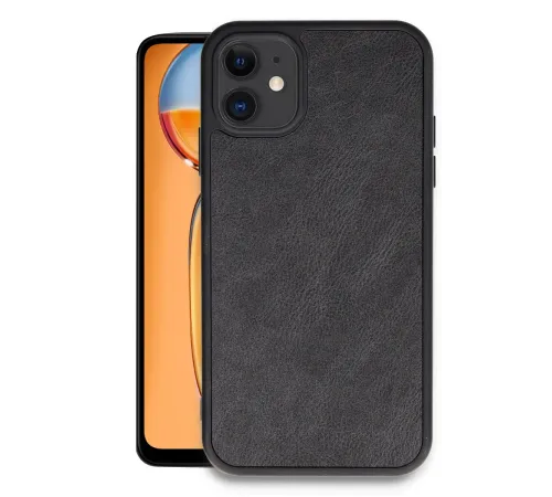iPhone 11 Kılıf Aras Deri Kapak - Siyah