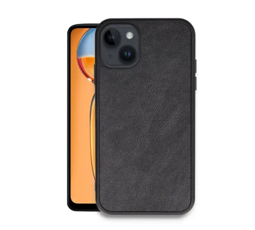 iPhone 14 Kılıf Aras Deri Kapak - Siyah