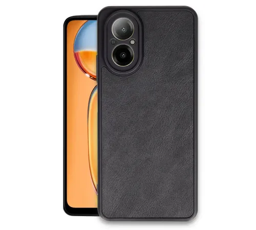 Realme 12 Lite Kılıf Aras Deri Kapak - Siyah Realme 12 Lite Kılıf Aras Deri Kapak - Siyah