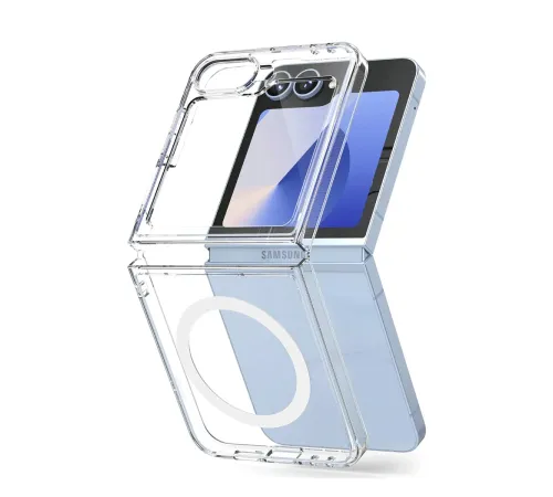 Samsung Galaxy Z Flip 6 Kılıf Magneticsafe Şeffaf Silikon - Şeffaf